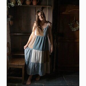NWT Little Cottonwood Linen/Cotton Patchwork Magnolia Dress in Women's X-Large